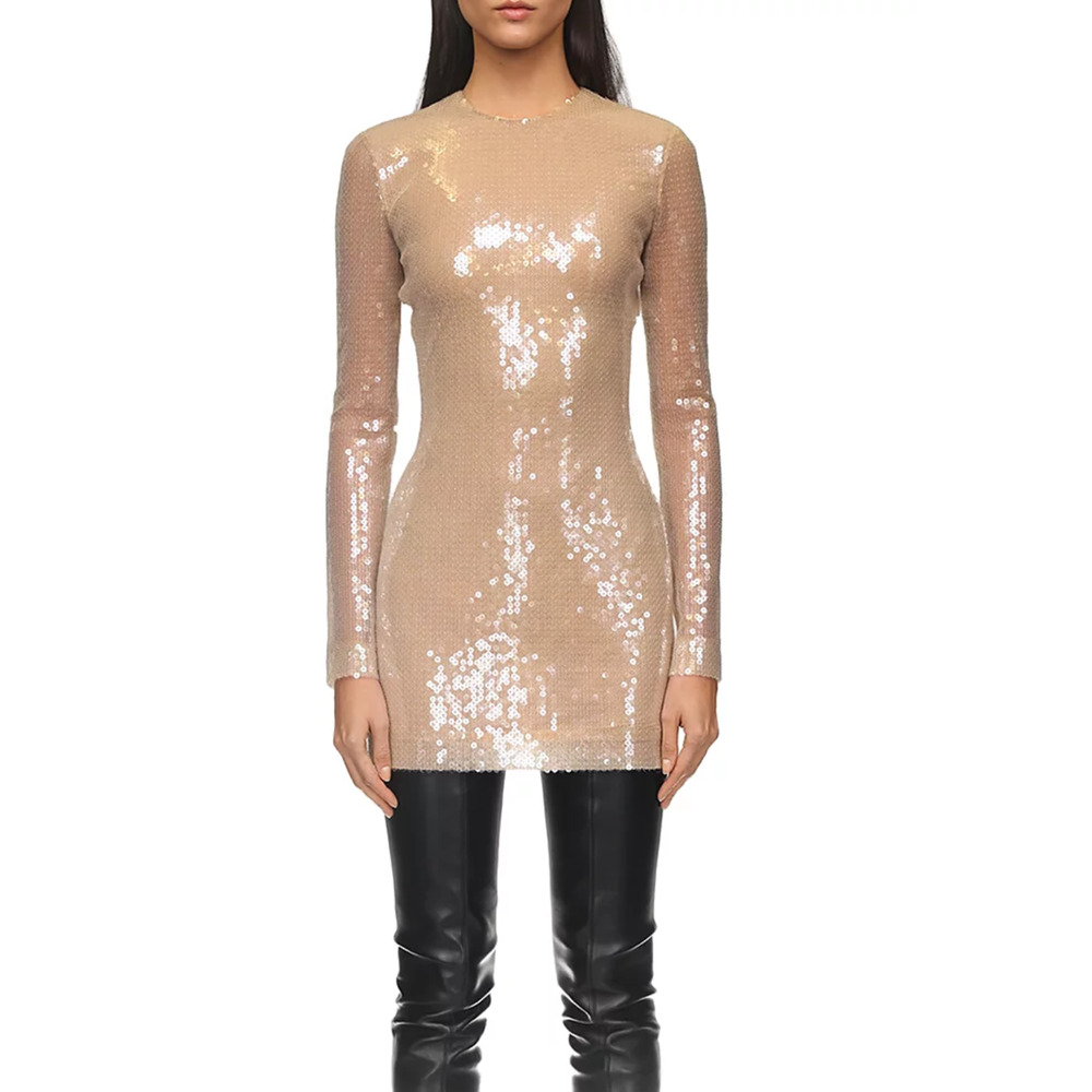 David Koma Women Sequin Mini Dress Beige Size 2US/6UK